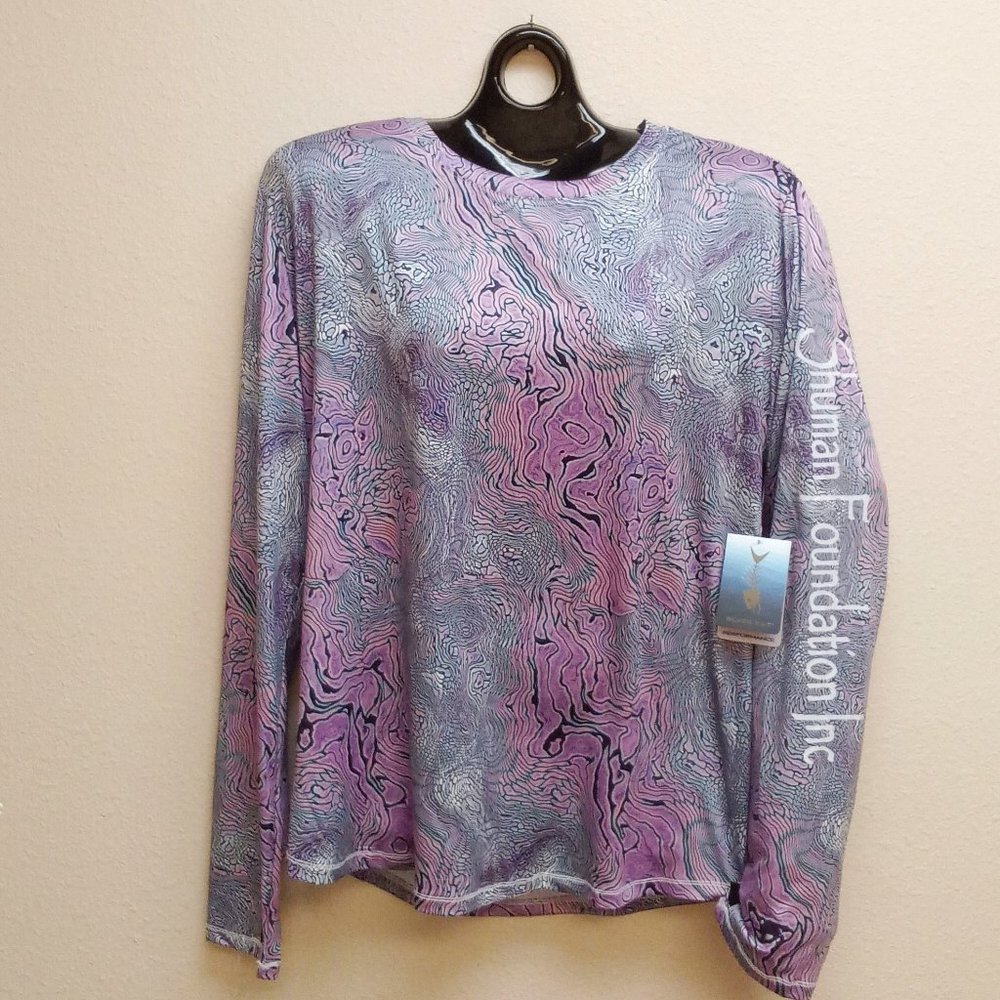 Silver Bait Swim Shirt, Long Sleeve, Violet/Black Women's Size Large.